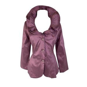 Mauve Shiny Button Top Jacket High Collar Sleeve